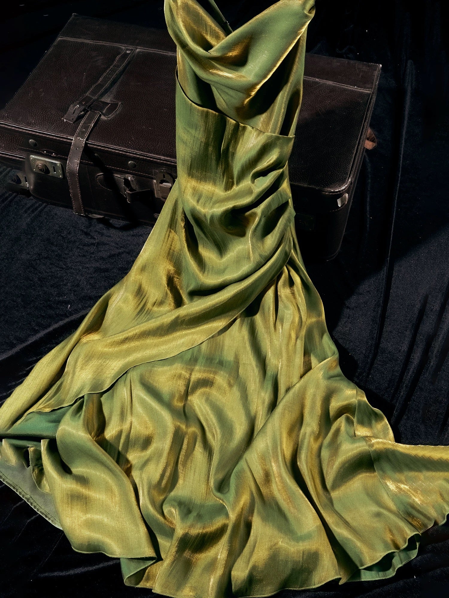 Vintage Sheath Spaghetti Straps Green Ankle Length Prom Dresses Birthday Outfits