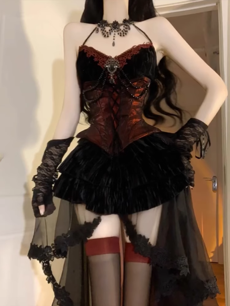 Chic Ball Gown Halter Burgundy Black Tulle Homecoming Dresses Birthday Outfits - FashionDia