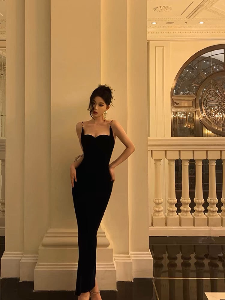 Sexy Sheath Spaghetti Straps Black Knee Length Prom Dresses Birthday Outfits
