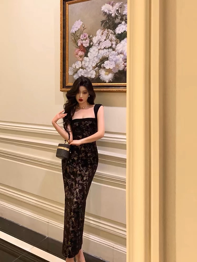 Classy Mermaid Square Neckline Sleeveless Black Lace Prom Dresses Birthday Outfits