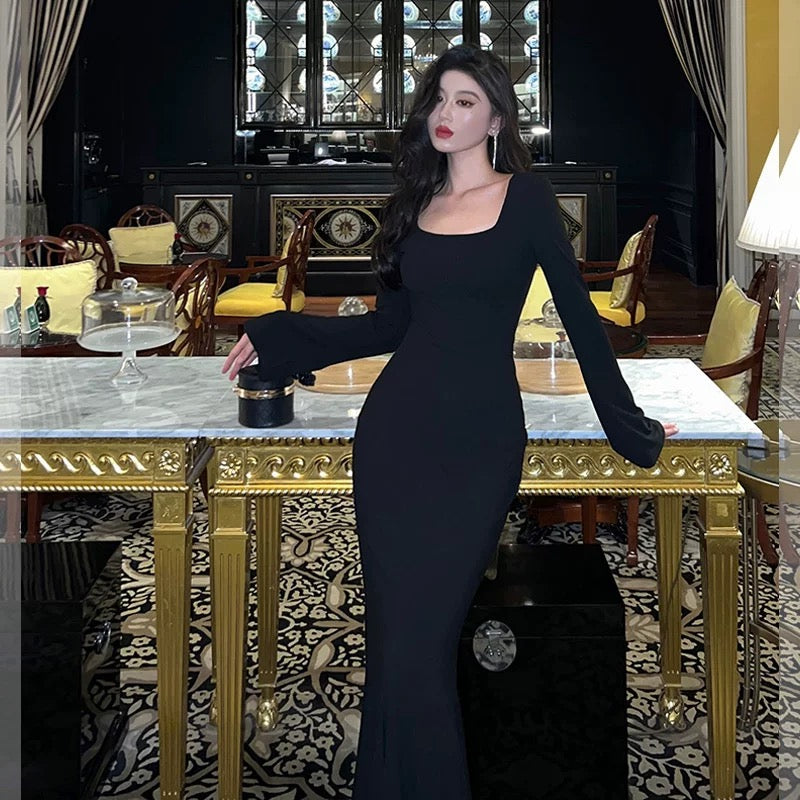 Gorgeous Sheath Square Neckline Date Night Dress Black Prom Dresses Party Dress Birthday Outfits - View 2 | FashionDia