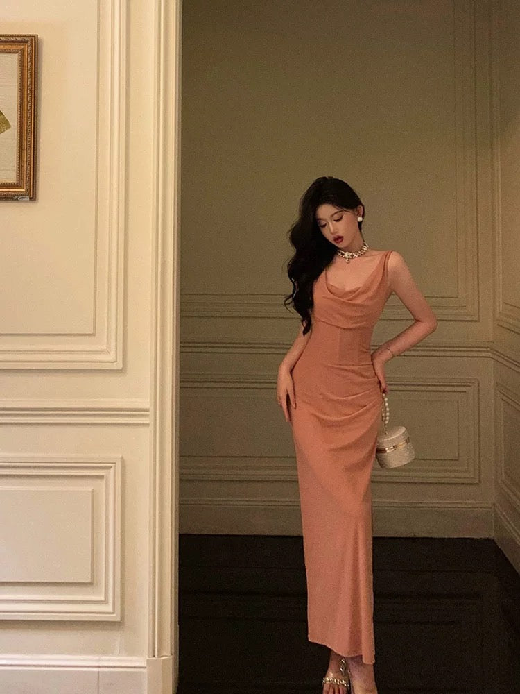 French Sheath Jewel Pink Pleated Prom Dresses Birthday Outfits Evening Gown