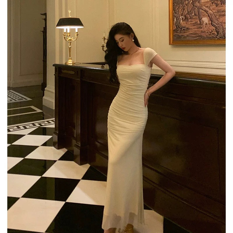 Gorgeous Sheath Square Neckline Ivory Date Night Dress Prom Dresses Party Dress Birthday Outfits - View 2 | FashionDia