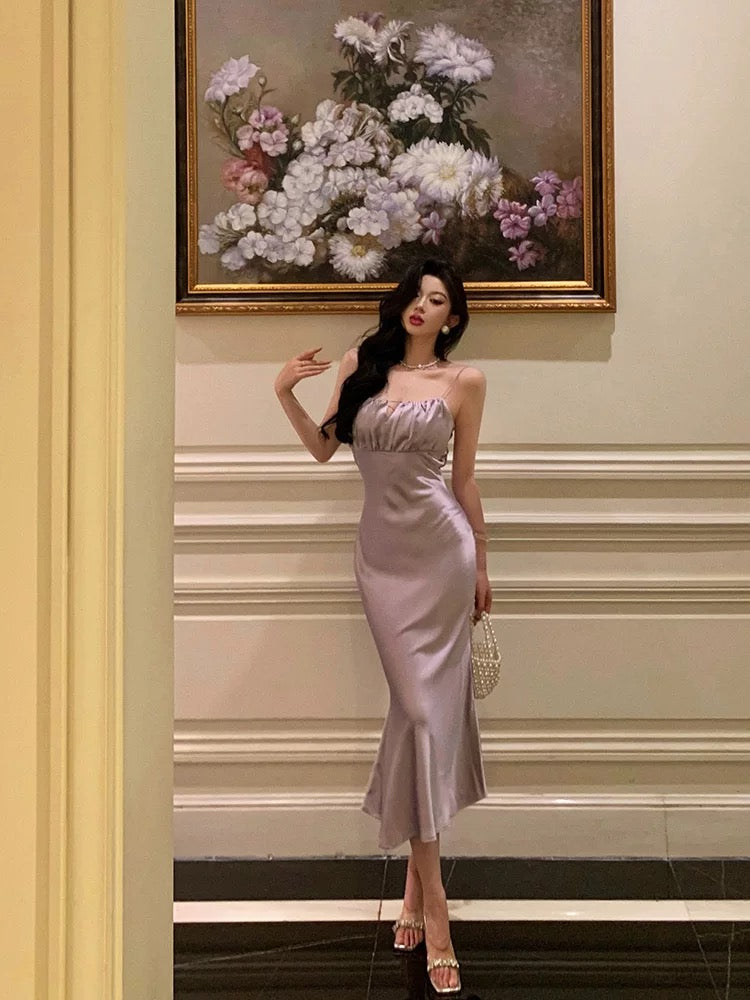 Stunning Mermaid Spaghetti Straps Lilac Date Night Dress Prom Dresses Birthday Outfit