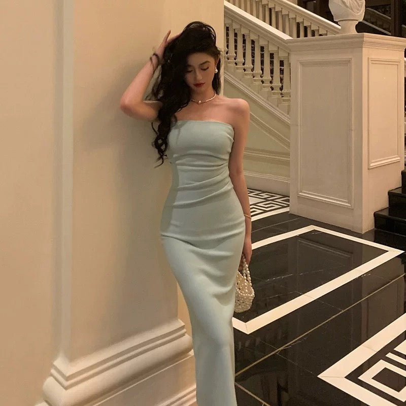 Classy Sheath Strapless Sleeveless Mint Green Prom Dresses Birthday Outfits - View 4 | FashionDia