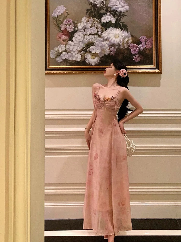 Classy A-Line Spaghetti Straps Pink Lace Prom Dresses Birthday Outfits Evening Gown - FashionDia