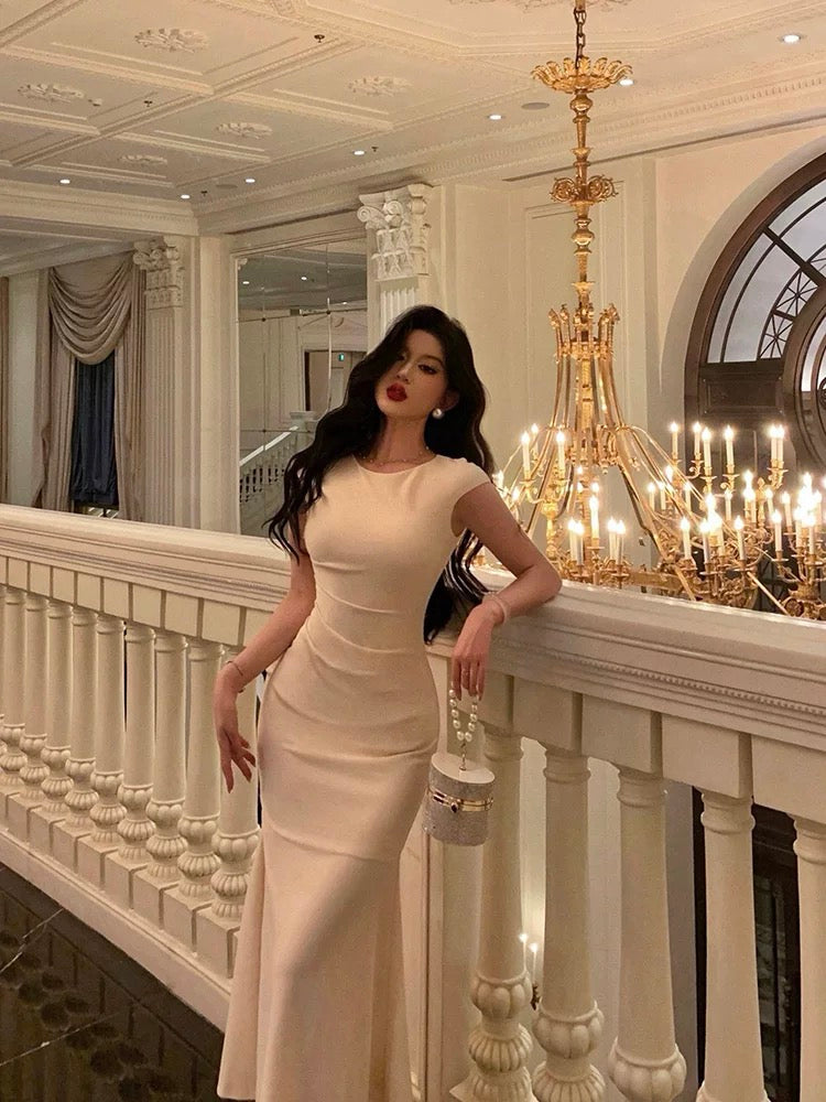 Classy Sheath Scoop Neckline Ivory Prom Dresses Birthday Outfits Evening Gown - View 3 | FashionDia
