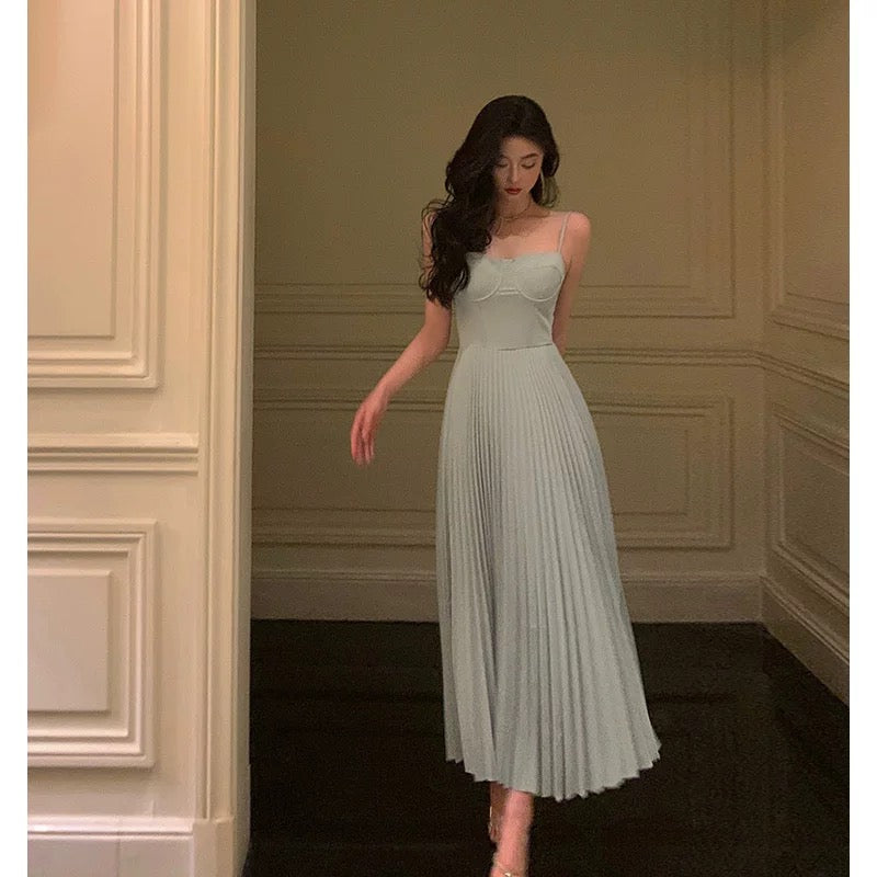 Simple A line Spaghetti Straps Dusty Blue Prom Dresses Birthday Outfits Evening Gown