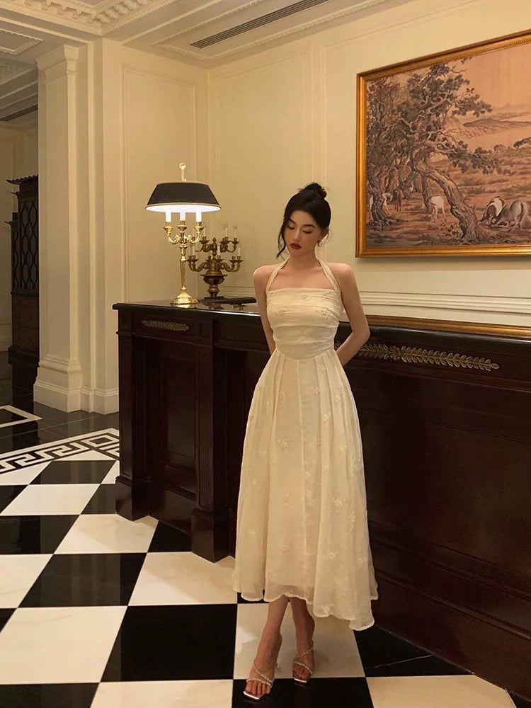 Elegant A-Line Halter White Lace Prom Dresses Birthday Outfits Evening Gown - View 2 | FashionDia