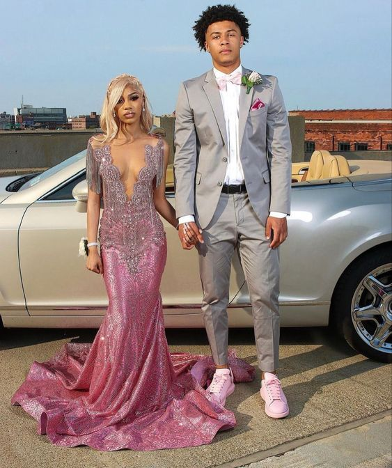 Elegant Mermaid V Neck Prom Dress Charming Evening Gown Y6542 - VelvetHem