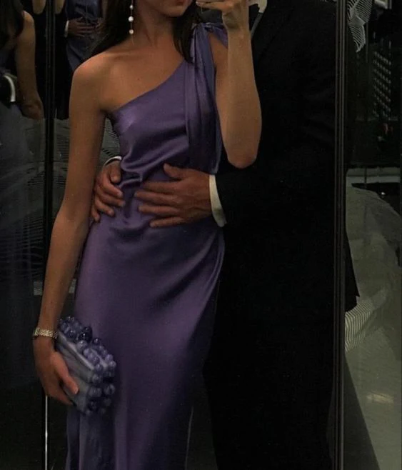 Classy Purple One Shoulder Long Evening Dress Purple Reception Dress Y7273 - View 4 | VelvetHem