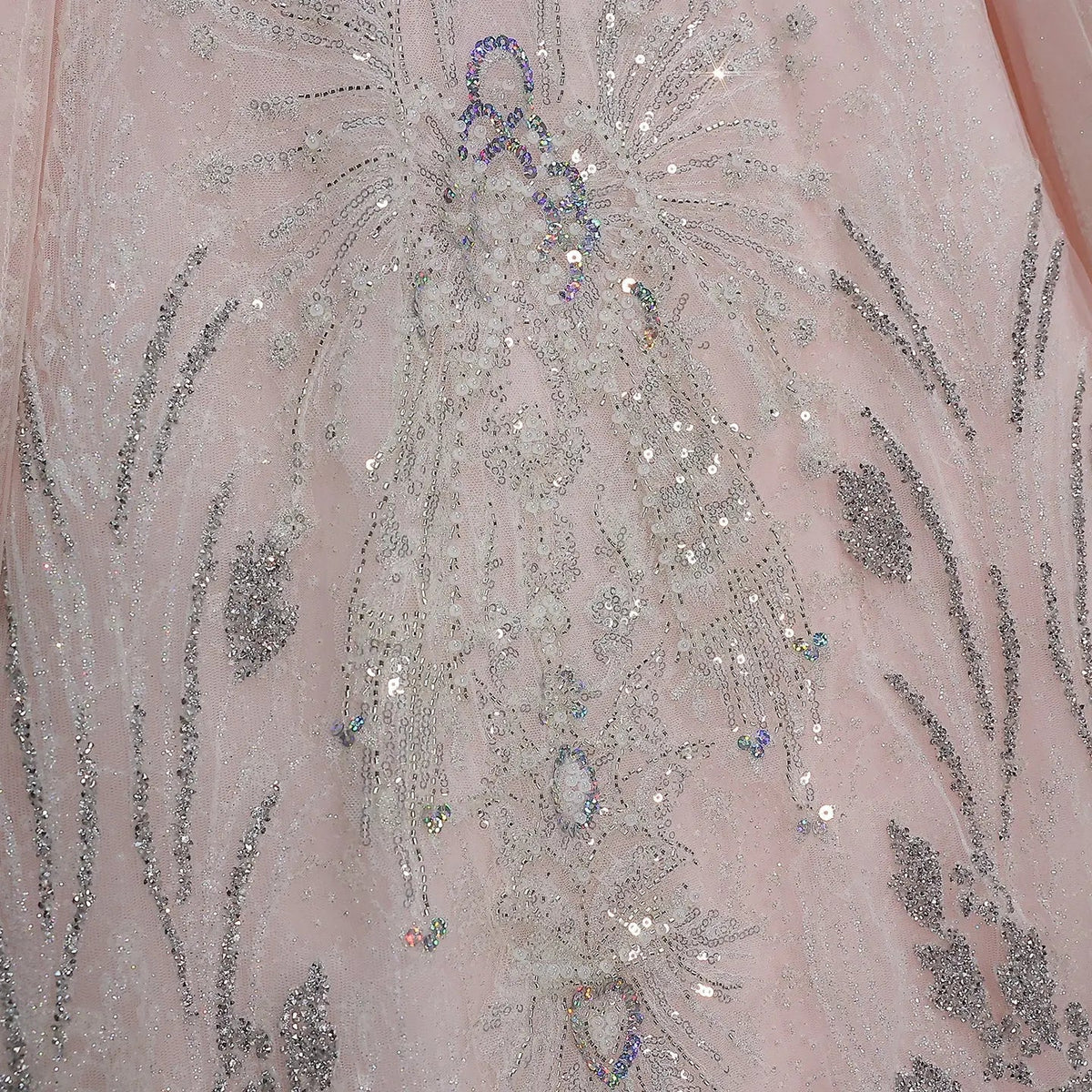 Luxury Embroidery Puff Sleeve Ball Gown Wedding Dress ZP156