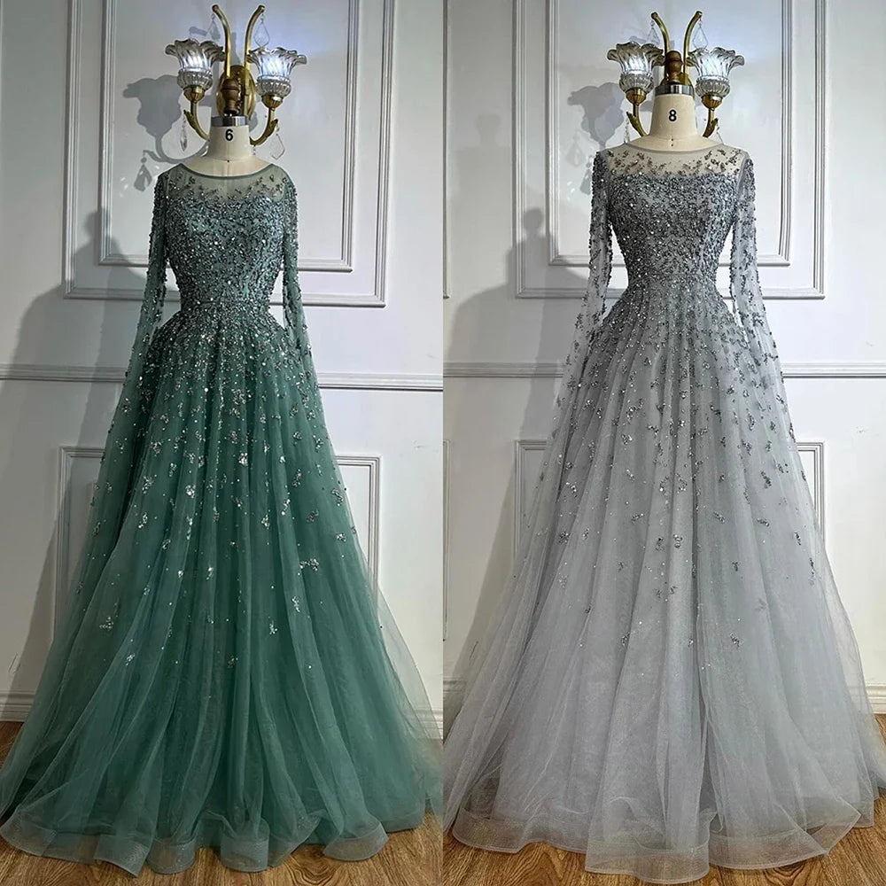 Zapdress Turquoise A-line Beaded Evening Dress with Cape Sleeves Elegant Party Gowns for Women Customized (ZD17285)