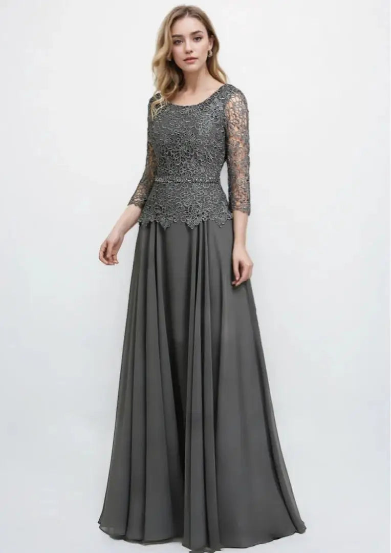 Mother Of The Bride Dress - Elegant A-Line Evening Dress Scoop Neck Chiffon Floor-Length Sequins Lace Beading Mother of the Bride Dress Free Customized