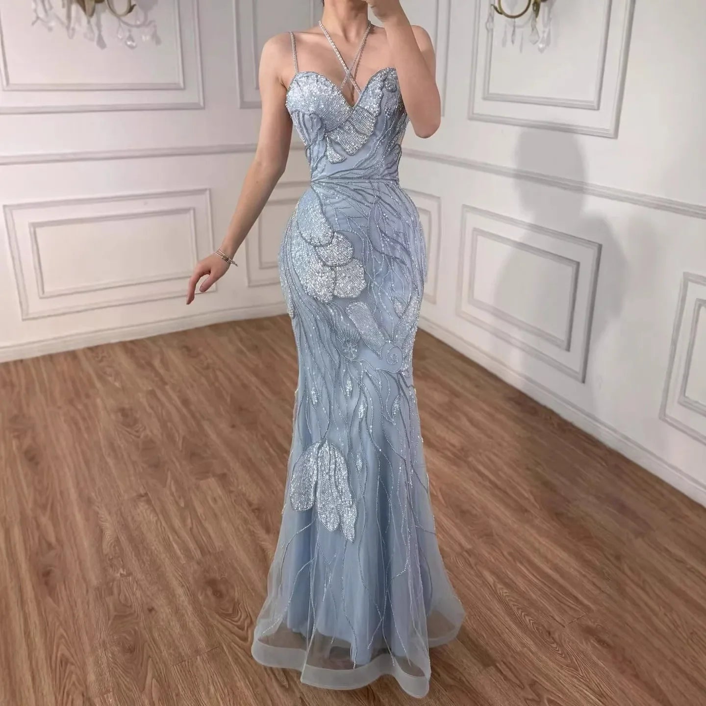 Zapdress Light Blue Mermaid Evening Prom Dresses 2026 Formal Party Gowns for Women Vestidos De Fiesta DLA72492 Customized (ZD17200)