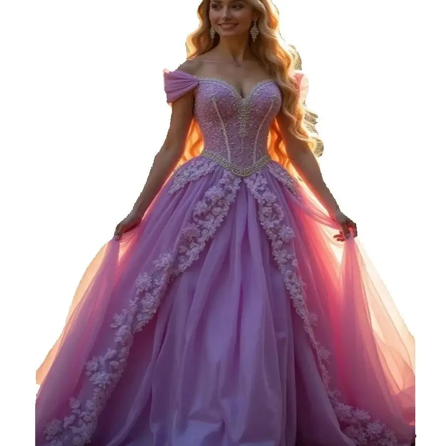 Fairy Pink Vestidos De 15 Quinceañera Fantasy Vestidos De 15 Xv Años Princess Lace Sweet 16 Dress Charro Prom Customized