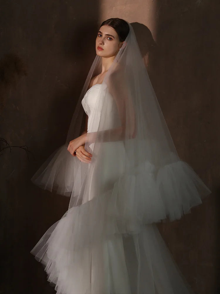 White Bridal Veil Long Lace Wedding Veils For Brides Evening Dinner Party Dress Women Girl Gifts Hair Accessories Jewelry