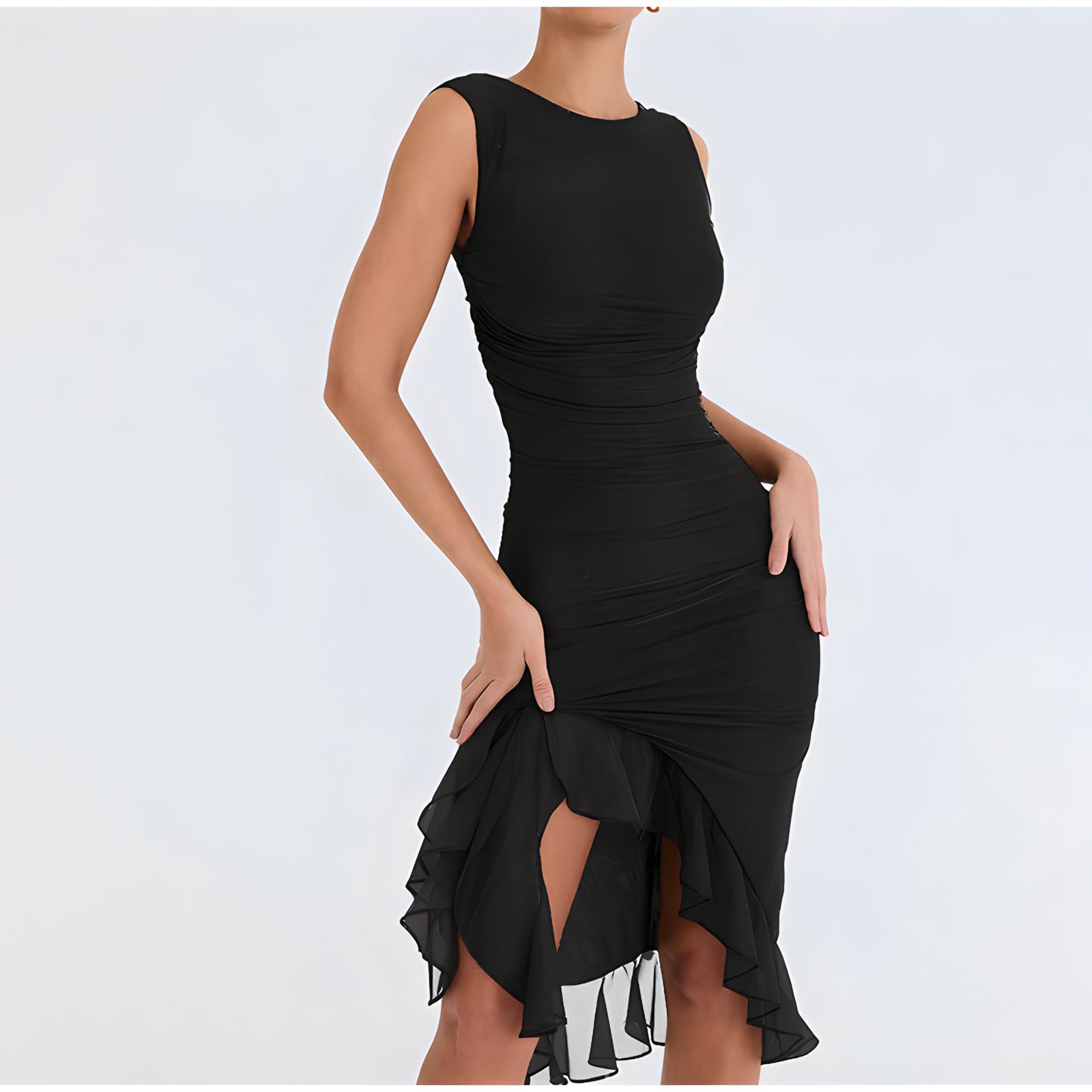 Ariana Exclusive Midi Dress with Ruffles Elevated Occasion Wear