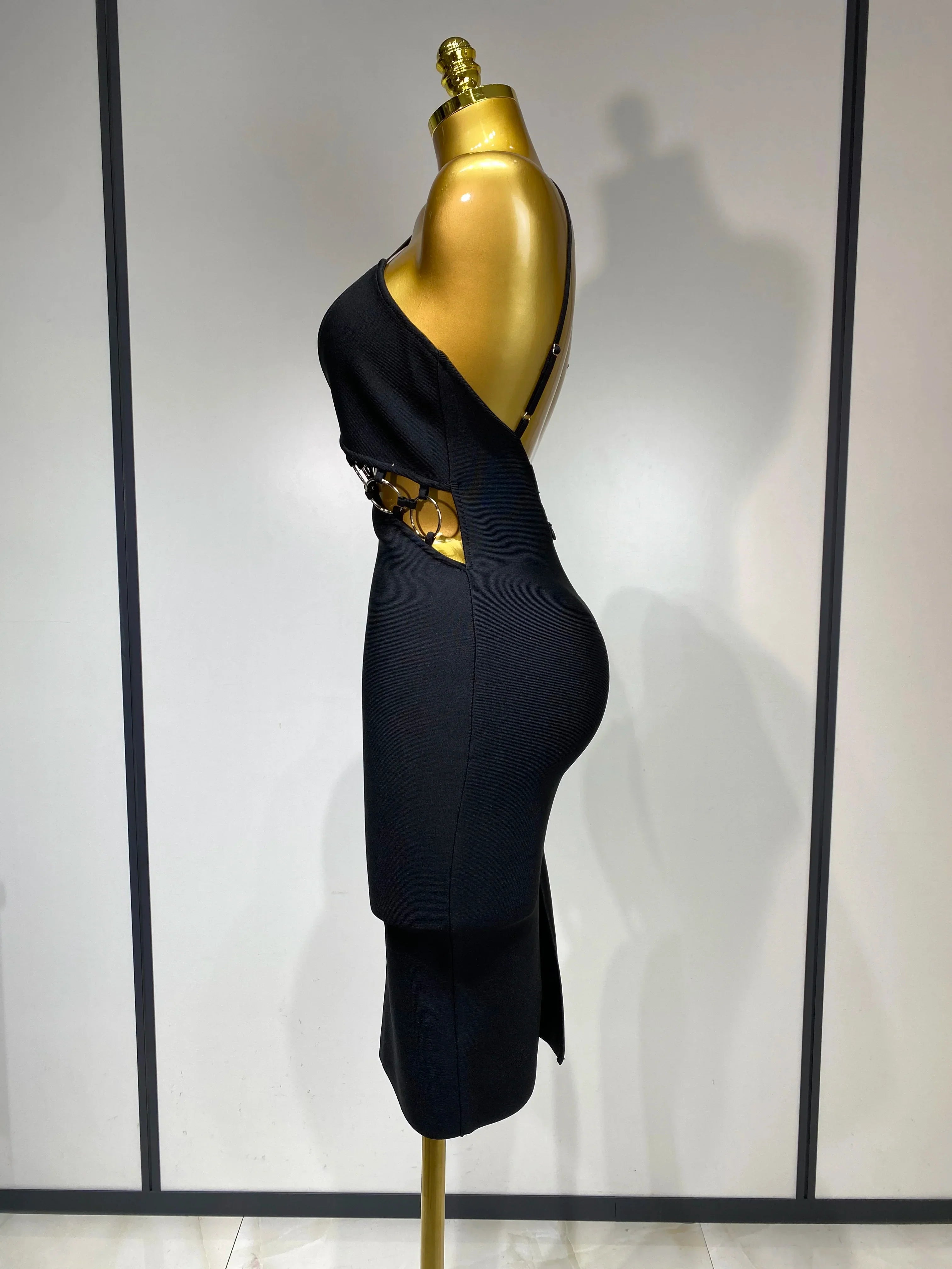 Women Sexy Backless Bodycon Bandage Dress Nightclub Party Evening Dress Luxury Birthday Cut Out Black Dresses