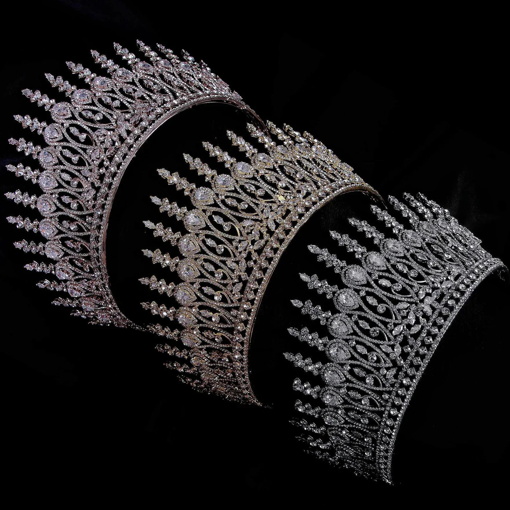 Big Large AAA Zircon Tiara Crown Zirconia Headpiece For Brides Princess Queen Headband Wedding Hair Accessories Bridal Jewelry