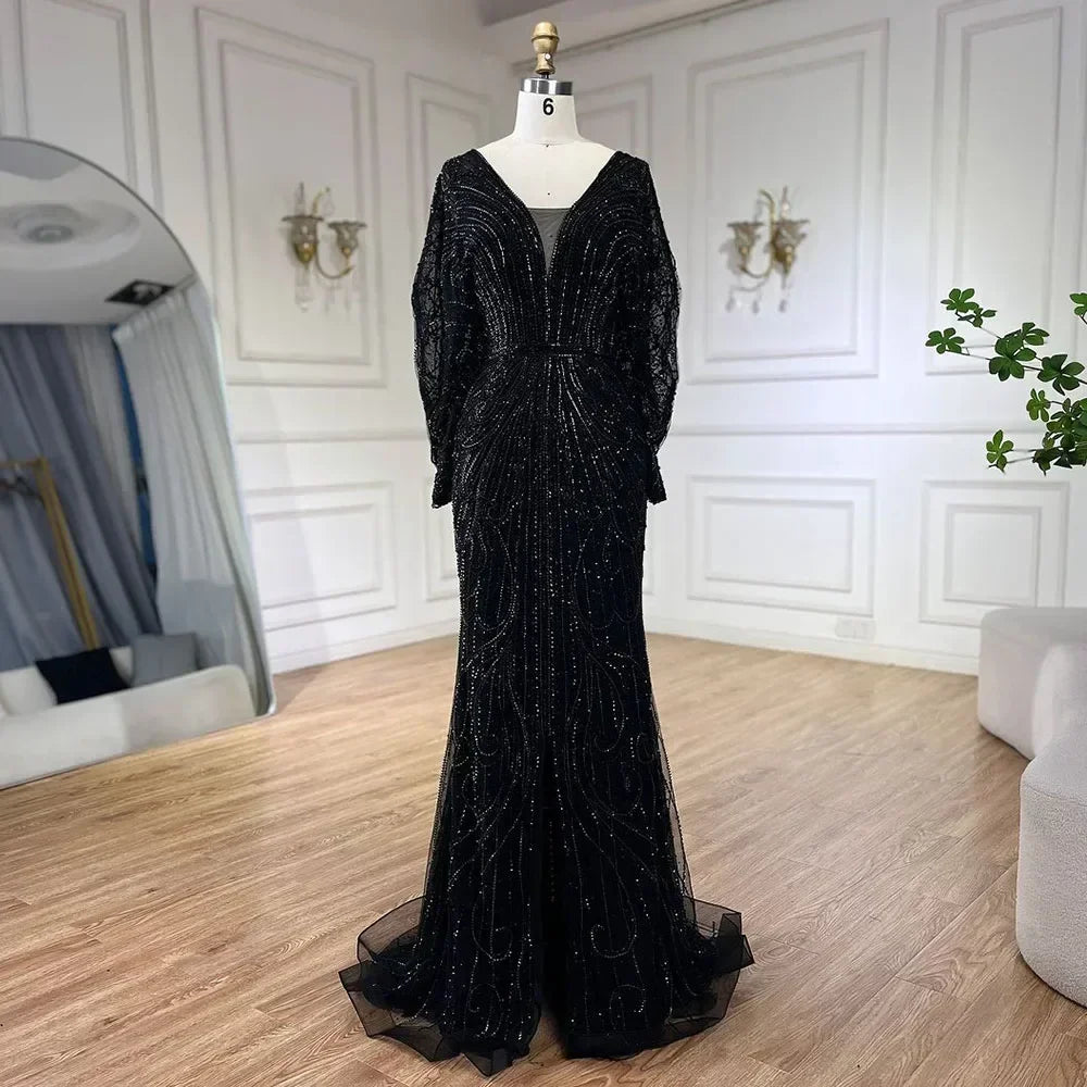 Zapdress Nude V-neck Mermaid Beaded Evening Dresses 2025 Wedding Party Gowns For Women DLA72288A Customized (ZD17221)