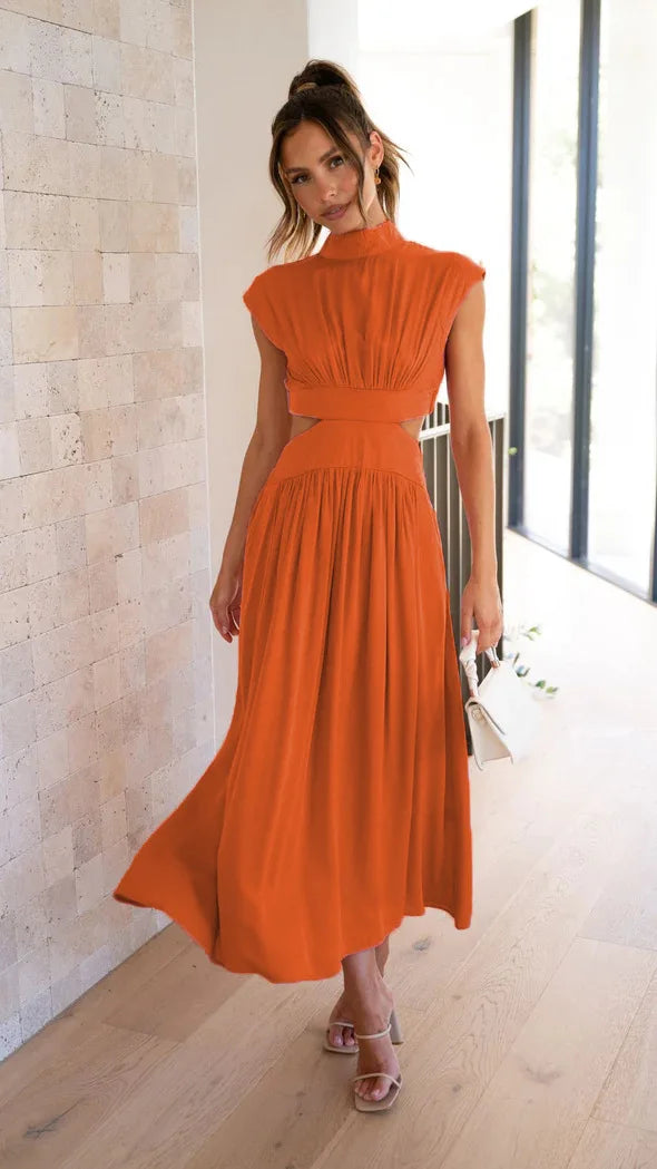 Amalia Chic Pleated Maxi Dress for Women Elevated Occasion Wear