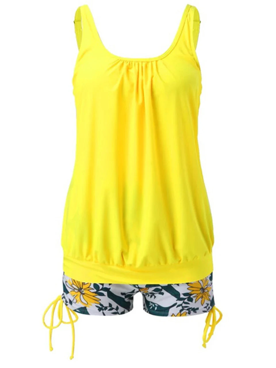 Drawstring Printed Tankini Two Piece Set