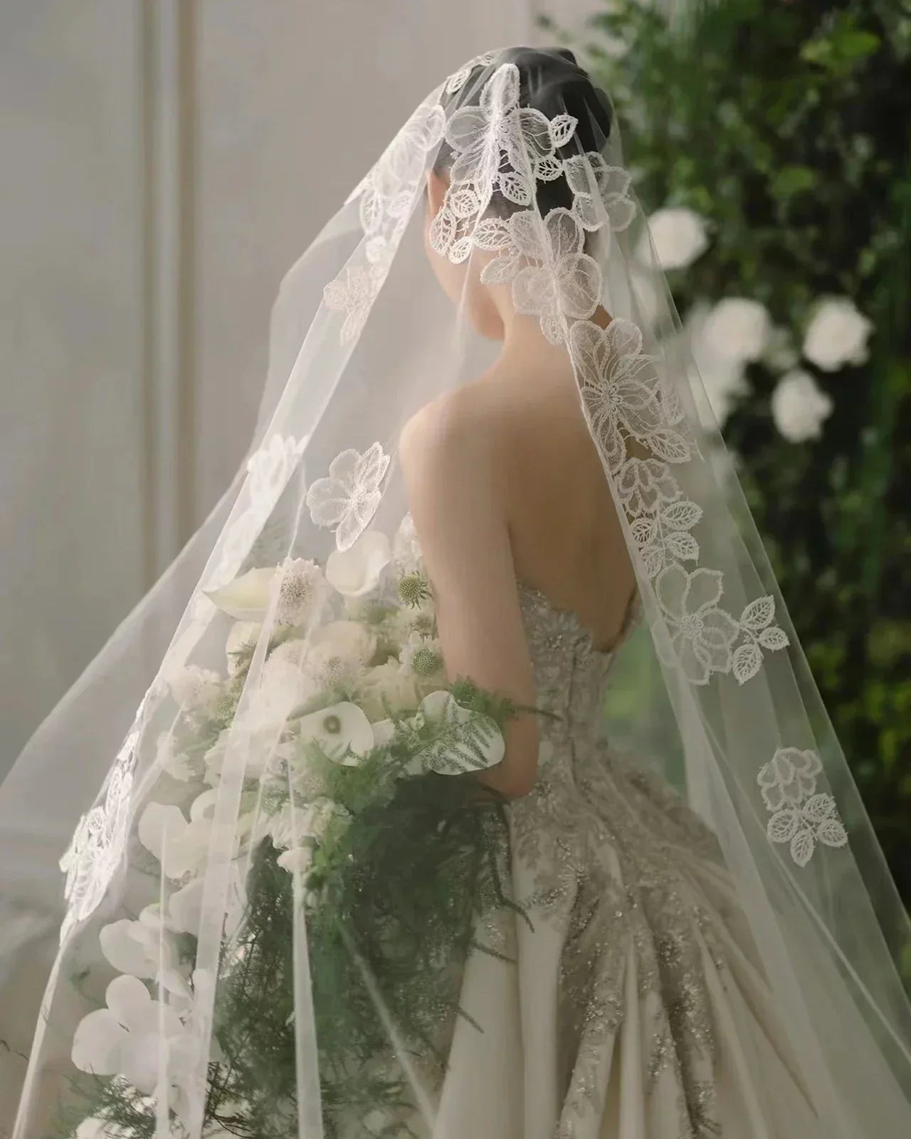 300cm Long Flower Bridal Veil Lace Wedding Veils For Evening Dinner Party Dress Women Gift Hair Accessories Brides Jewelry