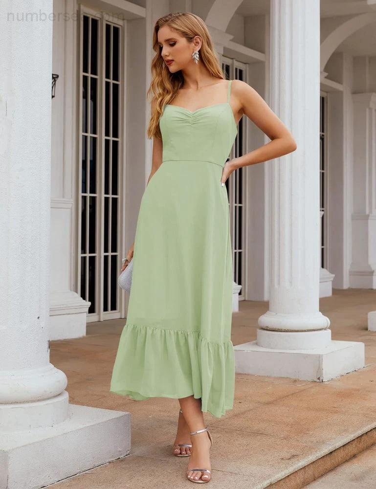 ZapDress  Spaghetti Strap Chiffon Bridesmaid Dress Ankle Length Formal A Line Cocktail Party Homecoming Dress for Juniors (ZD16949)
