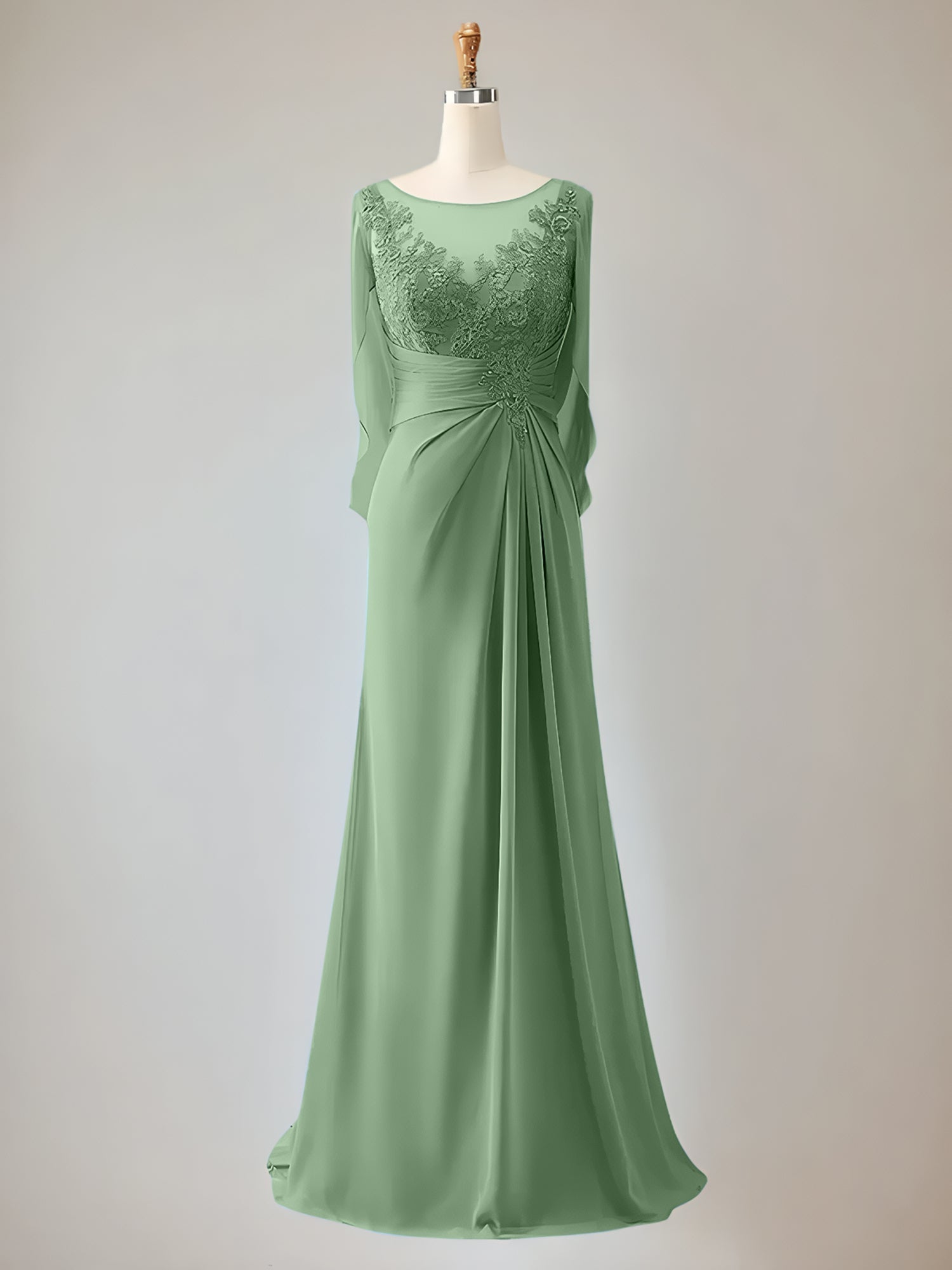 Trumpet/Mermaid Scoop Neck 1/2 Sleeve Chiffon Mother of the Bride Dress With Beadings