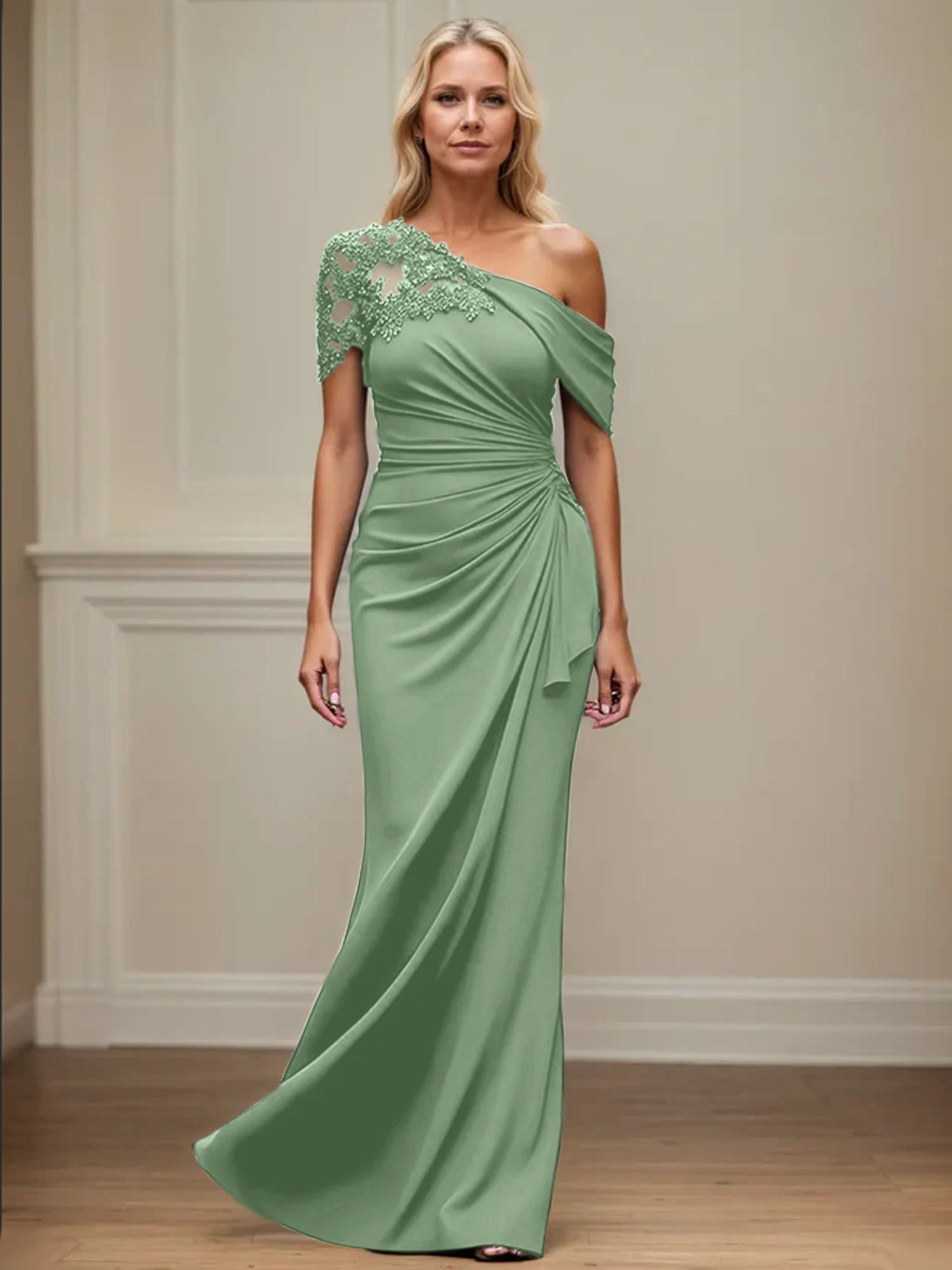 Trumpet/Mermaid Asymmetrical Mother of the Bride Dress with Appliques