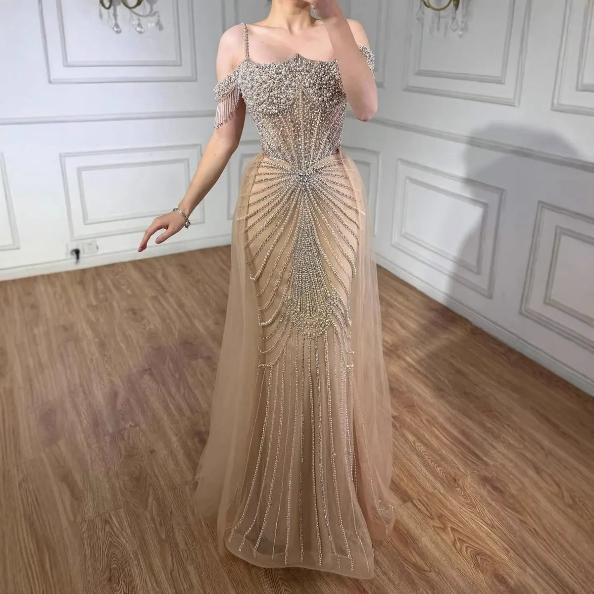Zapdress 2026 Mermaid Evening Gowns Pearl Beaded Tassel Formal Party Dresses for Wedding Guest DLA73148B Customized (ZD17311)