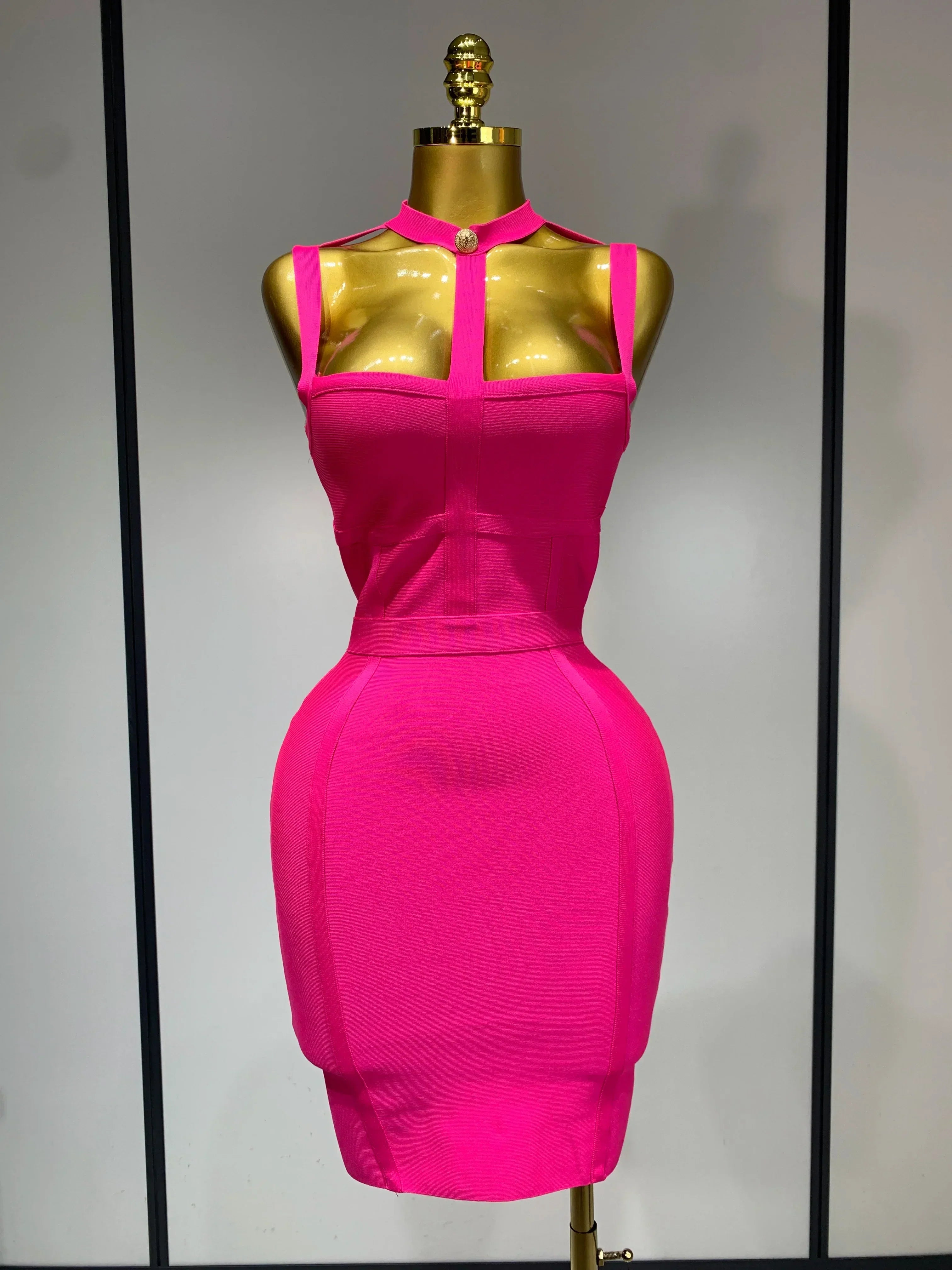 Sexy Mini Bodycon Club Party Dress Women Spaghetti Strap Bandage Dresses Short Slim Elegant Evening Party Birthday Dresses Rose Red