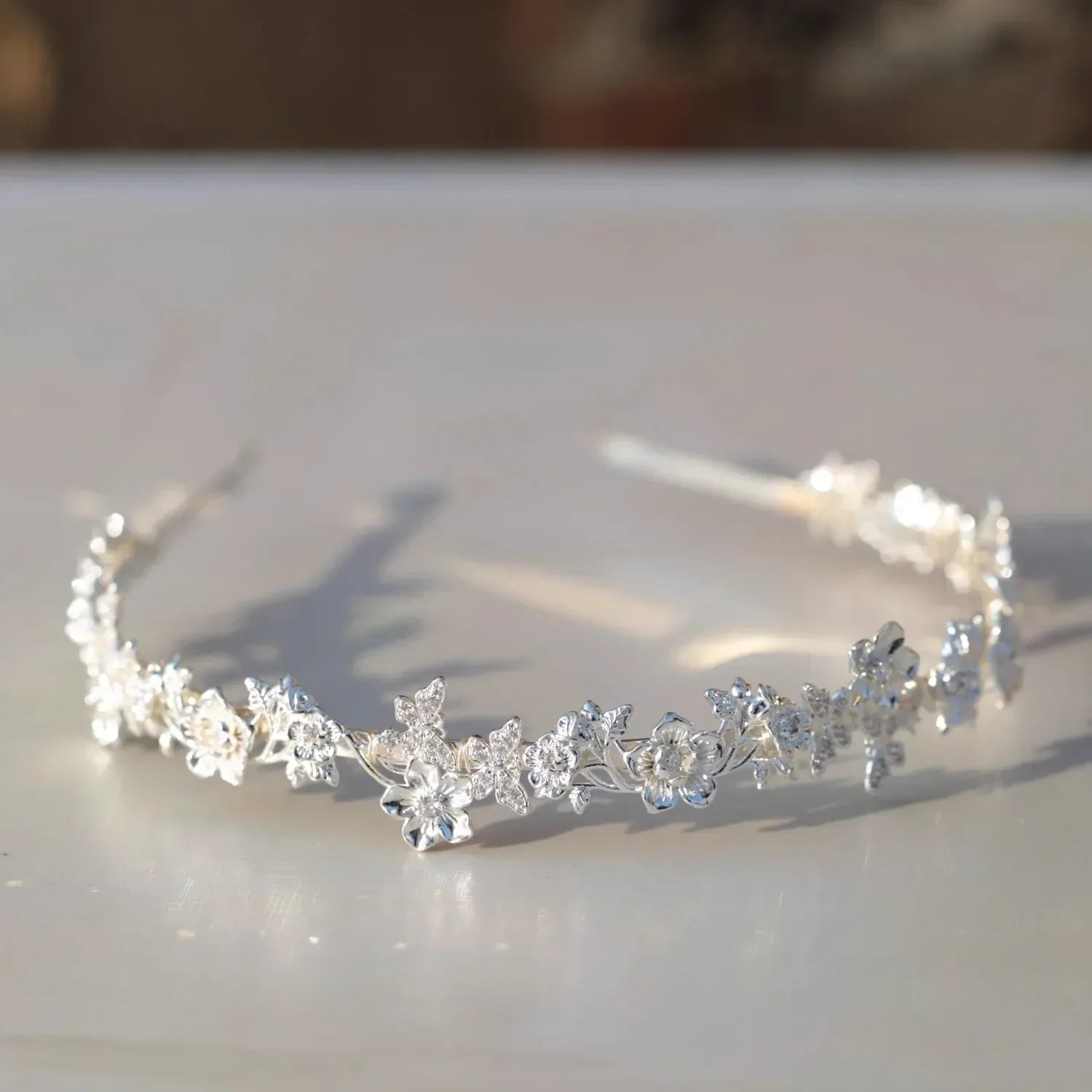 Flower Headband Hairband Tiara Silver Color Headpiece For Bride Zircon Headwear Crown Bridal Hair Jewelry Wedding Accessories