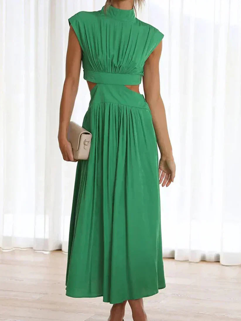 Amalia Chic Pleated Maxi Dress for Women Elevated Occasion Wear