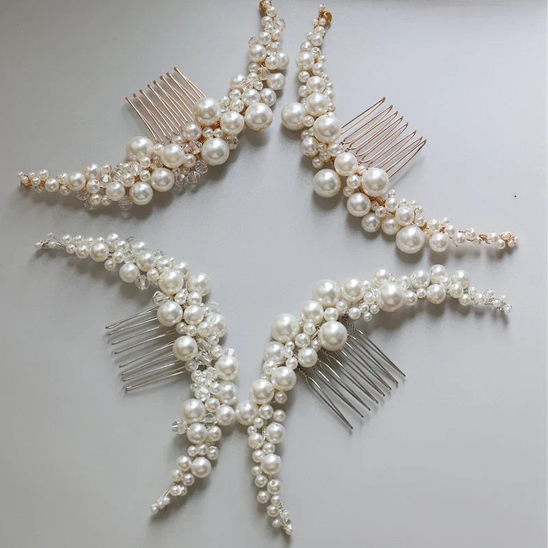 Pearl Beads Hair Comb Pin Clip For Brides Party Dinner Dress Long Hairpins Head Piece Wedding Accessories Bridal Hair Jewelry
