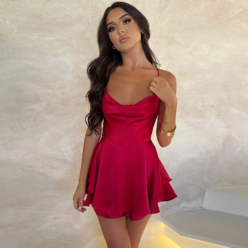 Solid Slim Fit Short Sleeve Mini Dress - View 5 | VelvetHem