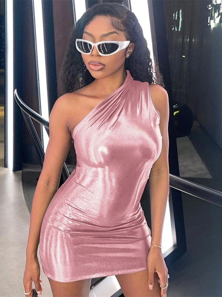 One Shoulder Irregular Skinny Mini Dress - View 11 | VelvetHem