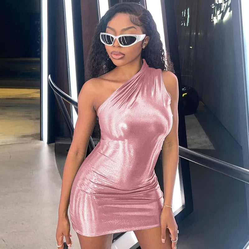 Glitter Sleeveless Slim Mini Party Dress - View 5 | VelvetHem