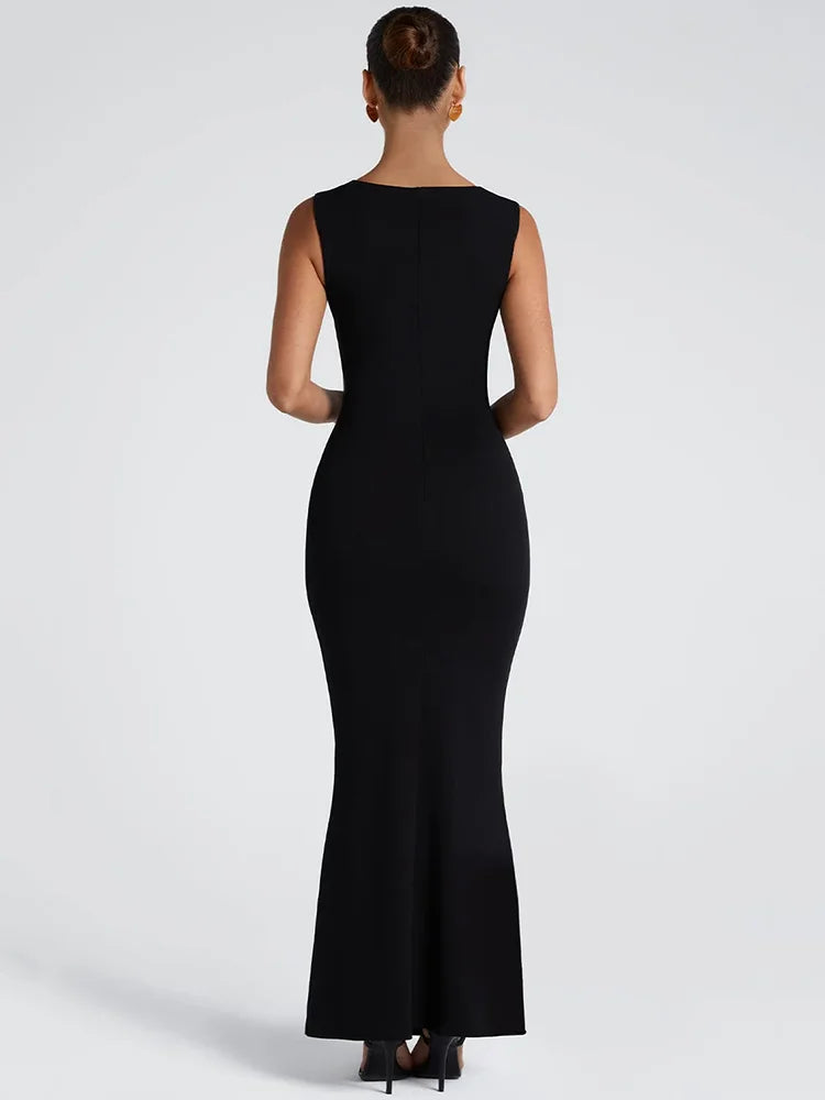 Square Neck High Waist Maxi Dress - View 5 | VelvetHem