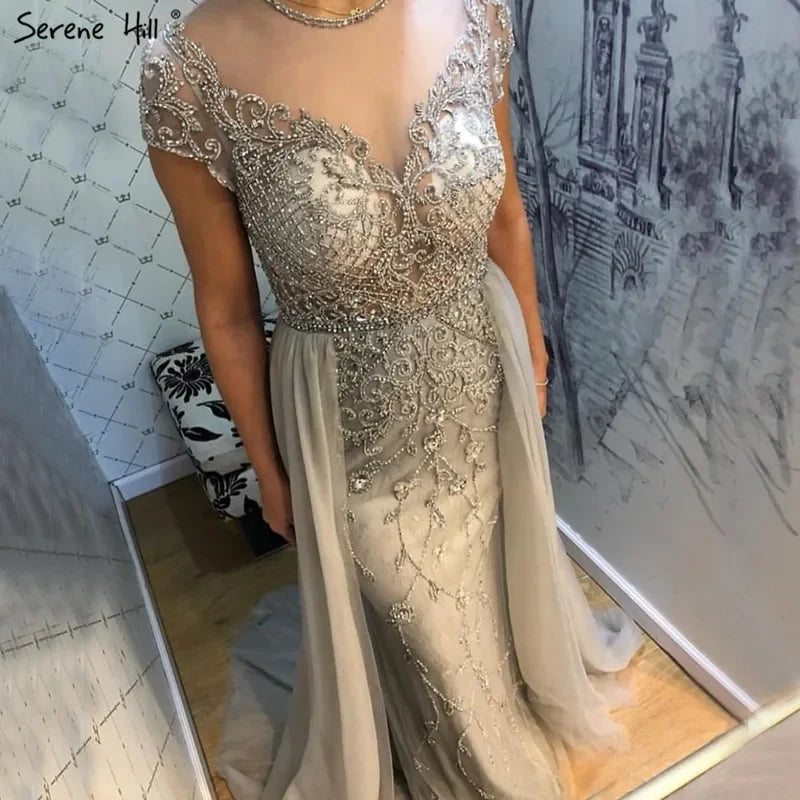 Zapdress Customized Short Sleeve Evening Dresses Mermaid Beaded Formal Party Gowns for Women (ZD17294)