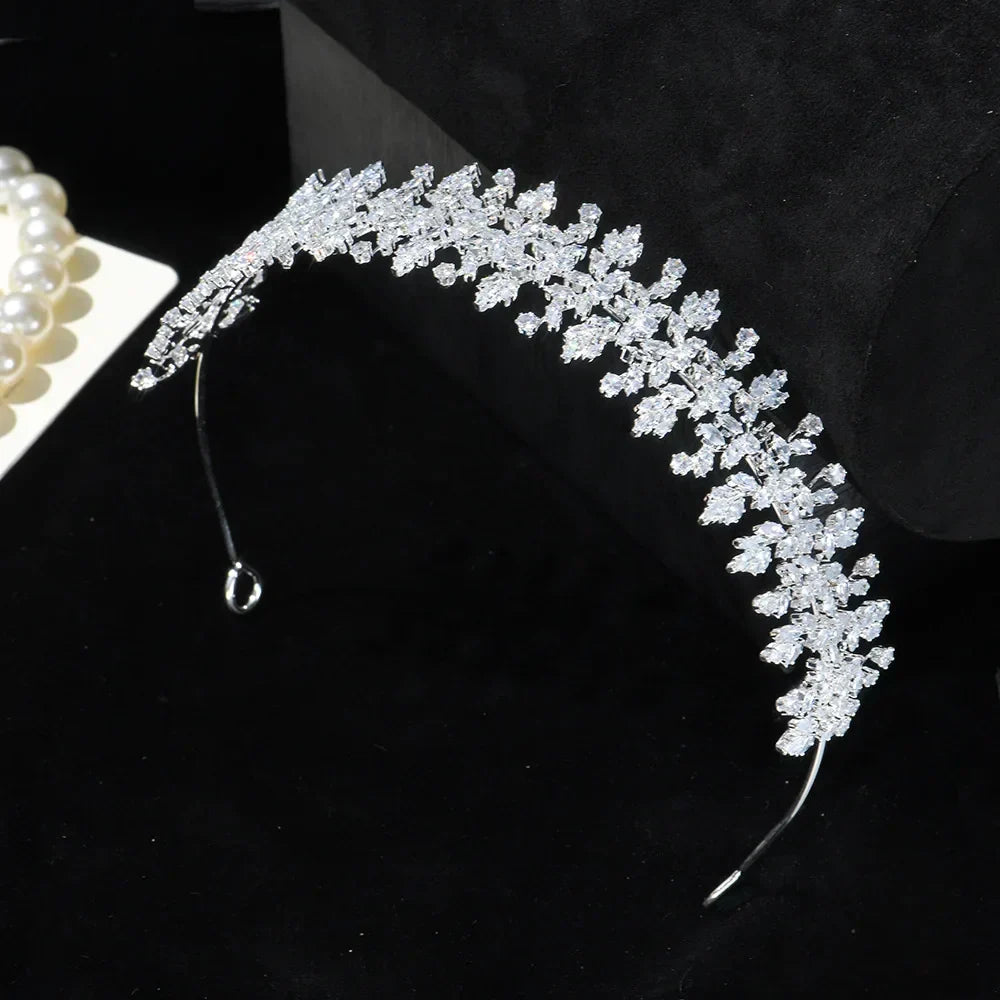 AAA Zircon Tiaras and Crowns Cubic Zirconia Headband For Brides Women CZ Headpiece Bridal Jewelry Wedding Hair Accessories b