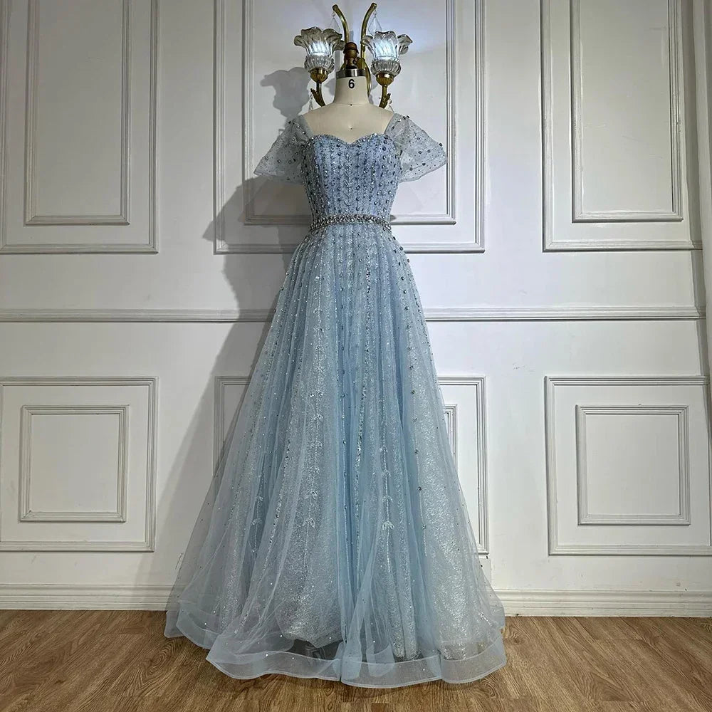 Zapdress 2025 Customized Dubai Nude A-Line Beaded Backless Evening Dresses Gowns for Wedding Party (ZD17261)