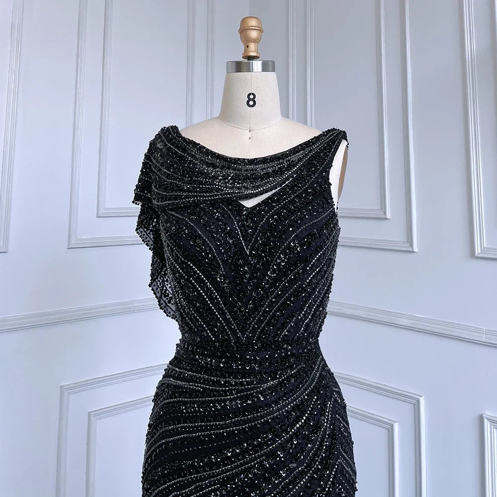 Zapdress Customized Silver Nude Beaded Mermaid Evening Dresses 2025 Elegant Party Gowns For Women Wedding (ZD17383)