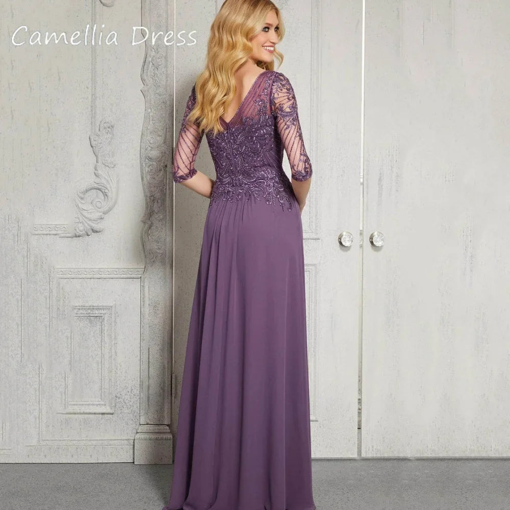 Formal Occasion Customized Bridal Dress Elegant Lace A Line Wedding Party Gowns  Chiffon Mother Dresses robes invitée mariage