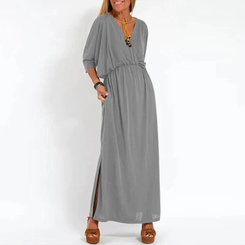 Paola Luxe Long Vintage Dress with Side Slit and High Waist Hen Everyday Edit