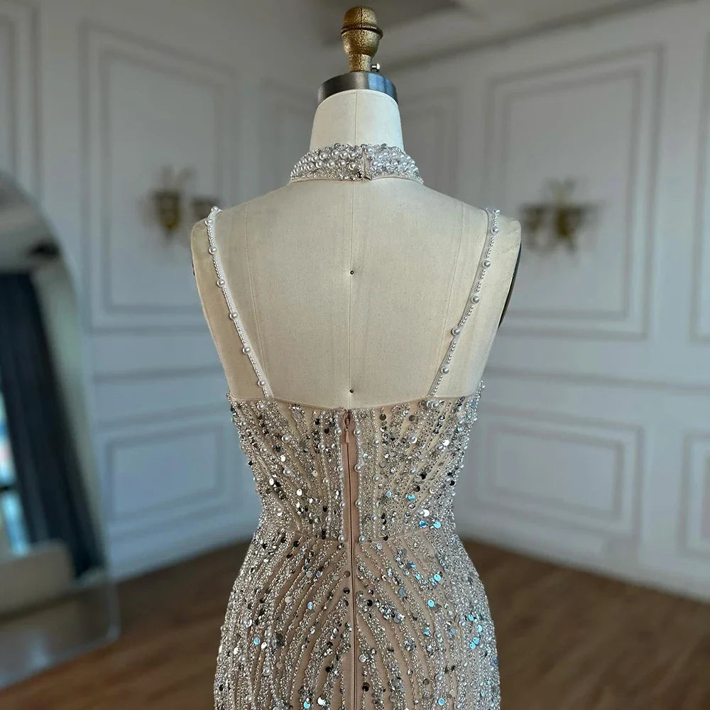 Zapdress Nude Mermaid Beaded Evening Dresses 2025 Ankle Length Party Gowns for Women DLA72047D Customized (ZD17245)