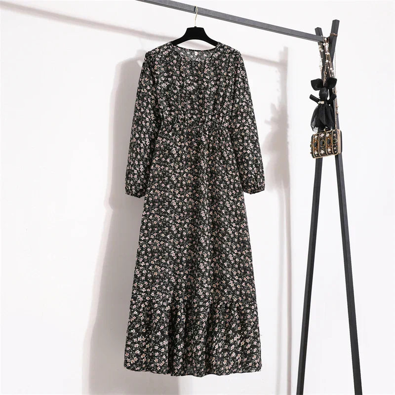 Erin Aesthetic Floral Long Dress for Summer Premium Wardrobe Essential