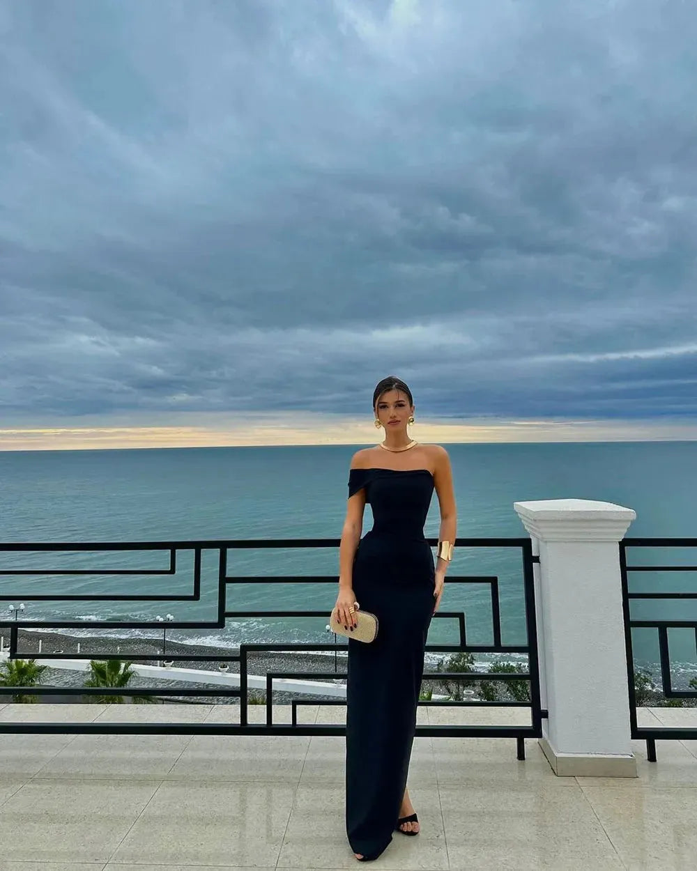 Elegant Red Mermaid Prom Dress Elastic Satin Square Long Sleeves Floor Length Formal Evening Dress vestido de gala