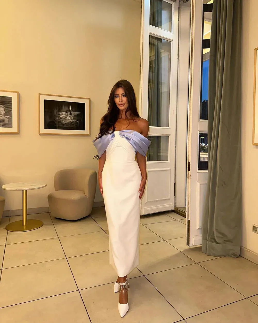 Off The Shoulder Prom Dresses Elegant Pleat Ankle Length Simple Dubai Party Dresses Wedding Guest Dress Graduation Gown